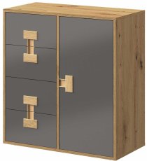 Komoda Index 07 – siva sjaj/artisan hrast