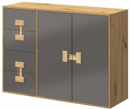 Komoda Index 08 – siva sjaj/artisan hrast