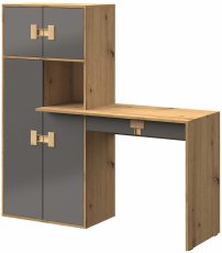 Pisaći stol+regal Index 11 – siva sjaj/artisan hrast