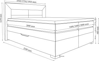 Constanta - Boxspring krevet Maya - 160x200 cm