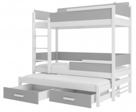ADRK Furniture - Krevet na kat Queen - 90x200 cm - bijela/siva