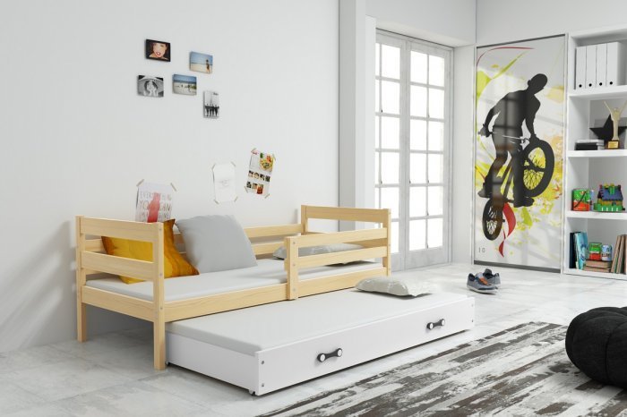 BMS Group - Dječji krevet Eryk s dodatnim ležajem - 90x200 cm - borovina/bijela