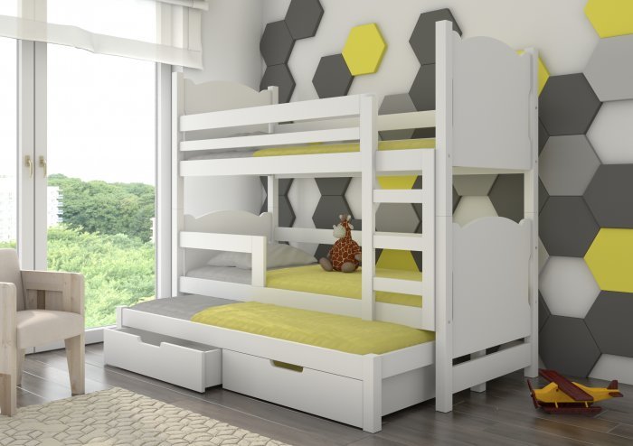 ADRK Furniture - Krevet Leticia 75x180 cm s dodatnim ležajem - bijela