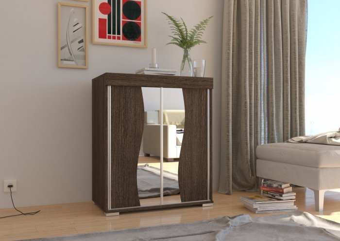 ADRK Furniture - Regal Jurand s kliznim vratima, pepeljasta 