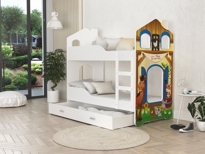 AJK Meble - Krevet na kat Dominik Domek N 1608 - 80x160 cm (5 boja)