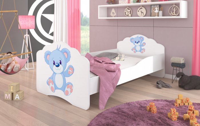 ADRK Furniture - Dječji krevet Casimo s ogradom i motivom - 80x160 cm