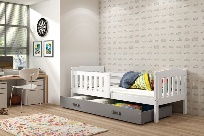 Dječji krevet Kubus - 90x200 cm - bijela-graphite