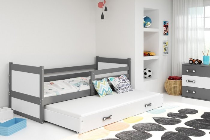 BMS Group - Dječji krevet Rico s dodatnim ležajem - 80x190 cm - graphite/bijela