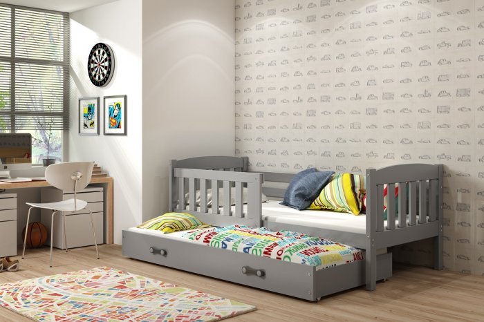 BMS Group - Dječji krevet Kubus s dodatnim ležajem - 90x200 cm - graphite/graphite