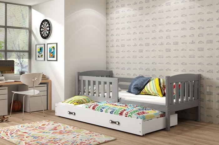 BMS Group - Dječji krevet Kubus s dodatnim ležajem - 90x200 cm - graphite/roza