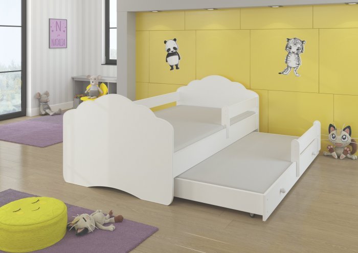 ADRK Furniture - Dječji krevet Casimo II s dodatnim ležajem - 70x140 cm s ogradom