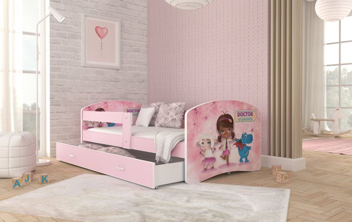 AJK Meble - Dječji krevet Lucky 80x140 cm - svijetlo roza