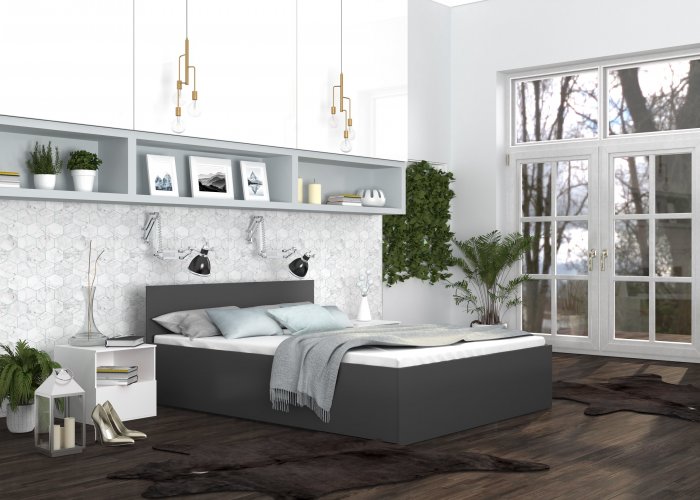 Krevet sa spremnikom Panama plus - 140x200 cm - siva