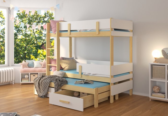 ADRK Furniture - Krevet na kat Etapo 90x200 cm - bor/bijela
