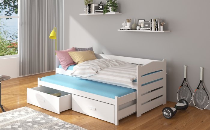ADRK Furniture - Dječji krevet Tiarro s zaštitnom ogradom - 90x200 cm