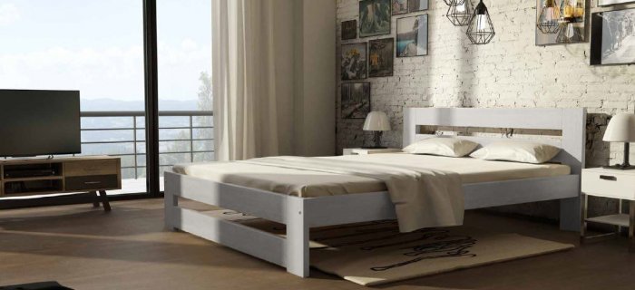 Dolmar - drvo - Krevet Marika - 90x200 cm - bijela
