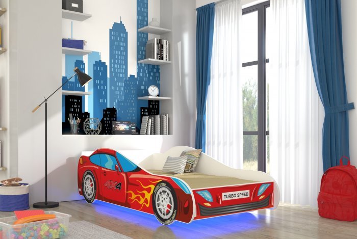 ADRK Furniture - Dječji krevet Car 70x140 cm + LED