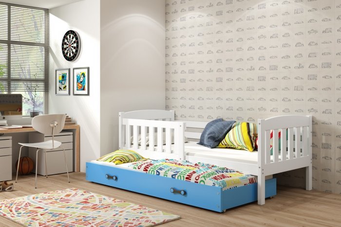 BMS Group - Dječji krevet Kubus s dodatnim ležajem - 80x190 cm - bijela/plava