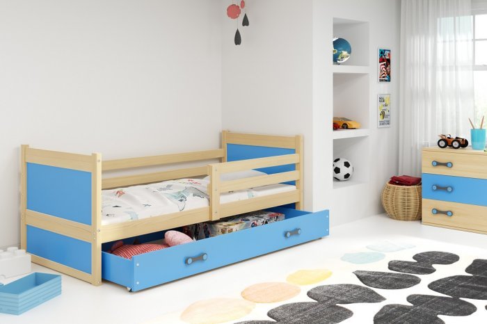 BMS Group - Dječji krevet Rico - 80x190 cm - borovina/plava
