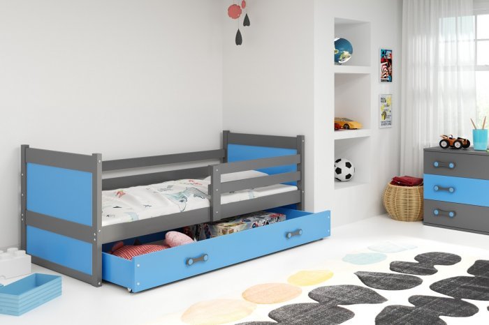 BMS Group - Dječji krevet Rico - 80x190 cm - graphite/plava