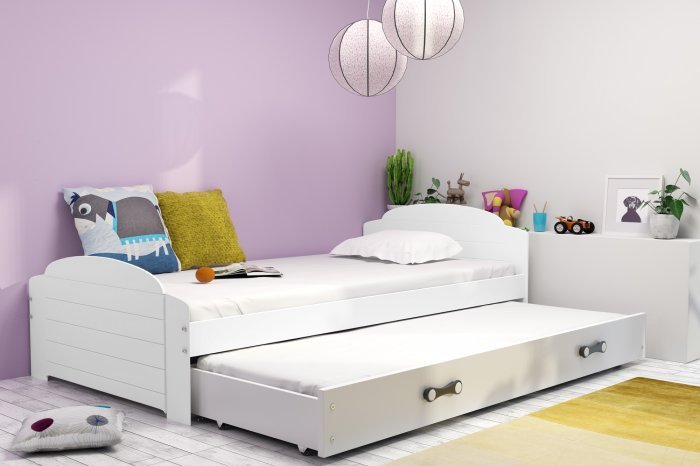 BMS Group - Dječji krevet Lili s dodatnim ležajem - 90x200 cm - bijela/bijela