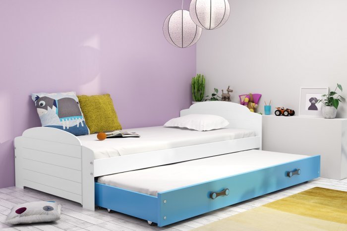 BMS Group - Dječji krevet Lili s dodatnim ležajem - 90x200 cm - bijela/plava