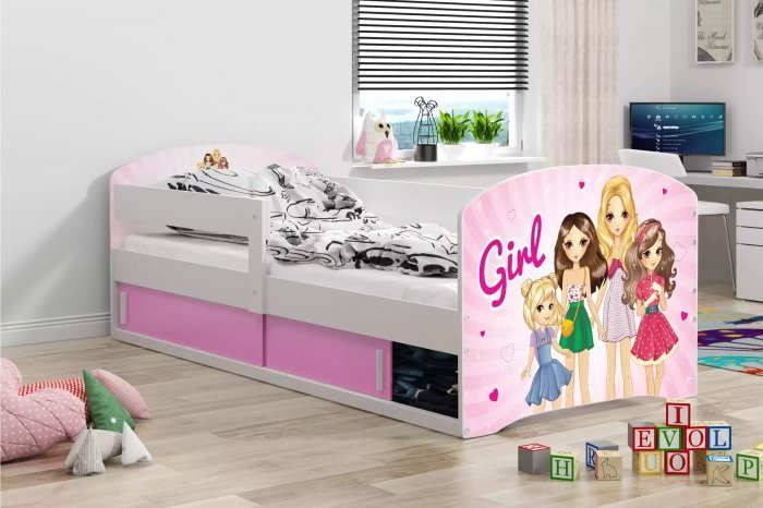 BMS Group - Dječji krevet Luki-1 - 80x160 cm - bijela/Girls