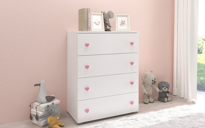 ADRK Furniture - Komoda Elza - bijela/roza