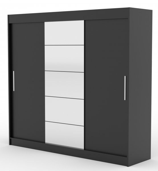 ADRK Furniture - Ormar s kliznim vratima Erwin - 235 cm - crna