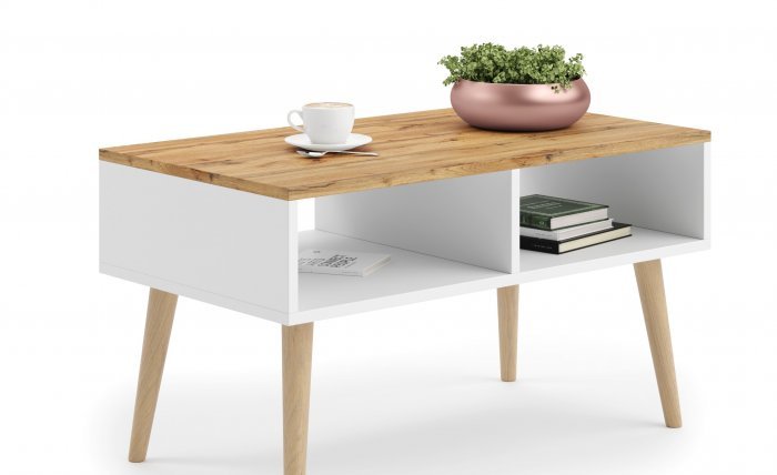 ADRK Furniture - Stolić za dnevni boravak Sana - bijela/craft zlatna