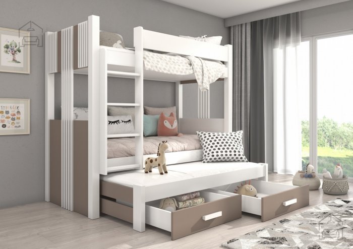 ADRK Furniture - Krevet na kat Artema - 80x180 cm - bijela/tartuf