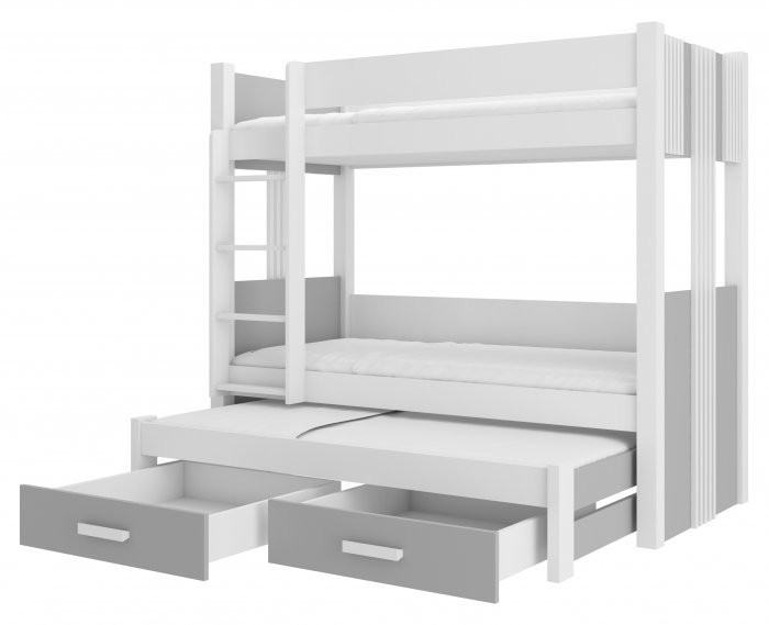 ADRK Furniture - Krevet na kat Artema - 90x200 cm - bijela/siva