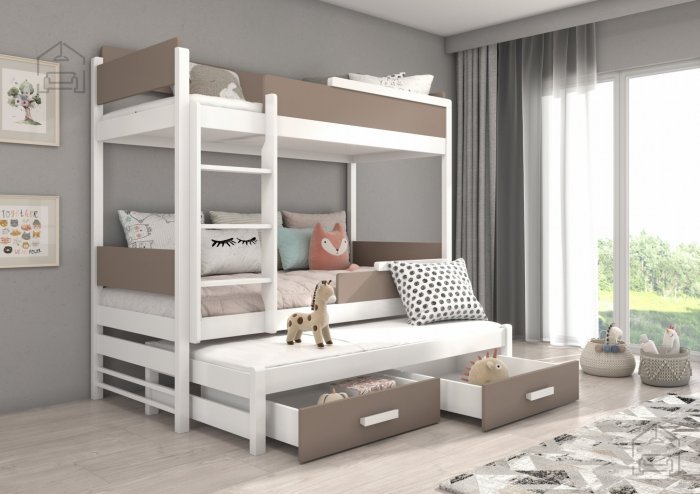 ADRK Furniture - Krevet na kat Queen - 80x180 cm - bijela/tartuf