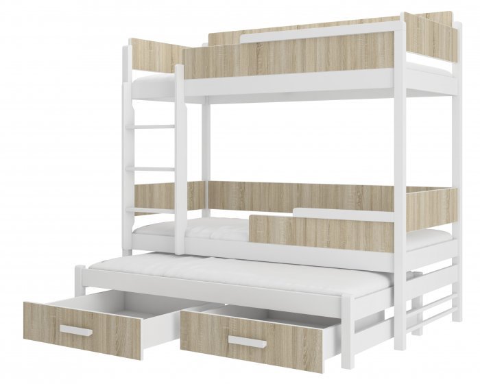 ADRK Furniture - Krevet na kat Queen - 90x200 cm - bijela/sonoma