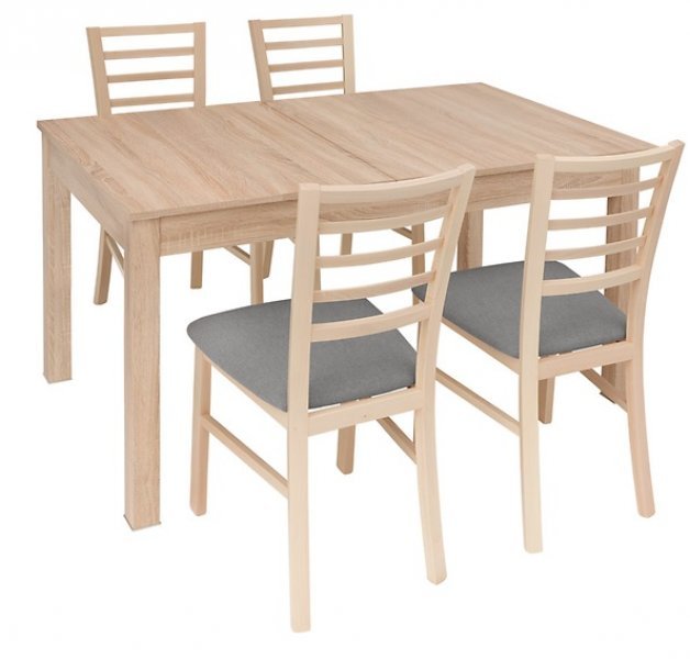 Black Red White - Blagovaonski set - stol i stolice Bryk - Sonoma hrast/taupe