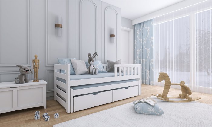 Lano - Dječji krevet s dodatnim ležajem Bolko - 80x160 cm - Bijela