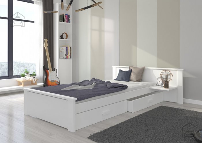 ADRK Furniture - Dječji krevet Aldex s policom - 90x200 cm - bijela