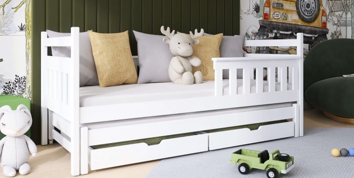 Lano - Dječji krevet s dodatnim ležajem Dominik - 80x200 cm - Bijela