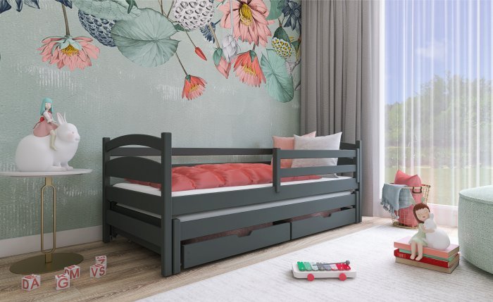 Lano - Dječji krevet s dodatnim ležajem Tosia - 80x180 cm - Graphite