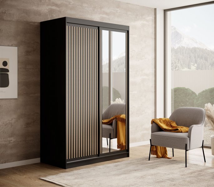 ADRK Furniture - Ormar s kliznim vratima Delia 120 cm - crna