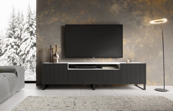 ADRK Furniture - TV element s povišenim nogicama Noemi - bijela/crna