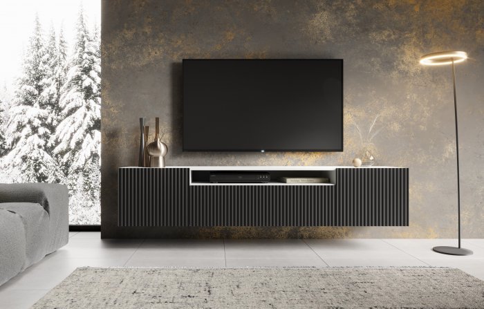 ADRK Furniture - TV element zidni Noemi - bijela/crna