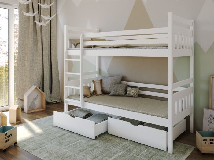 Lano - Krevet na kat Adas - 90x200 cm - Bijela